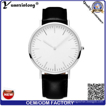 Yxl-567 montre de mode boîtier rond en acier hommes femmes en cuir quartz analogique montre-bracelet